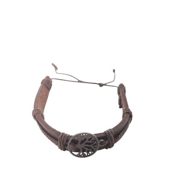 Boho Brown Leather Tree Of Life Celtic Bracelet Womens Costume Jewelry - Picture 1 of 8